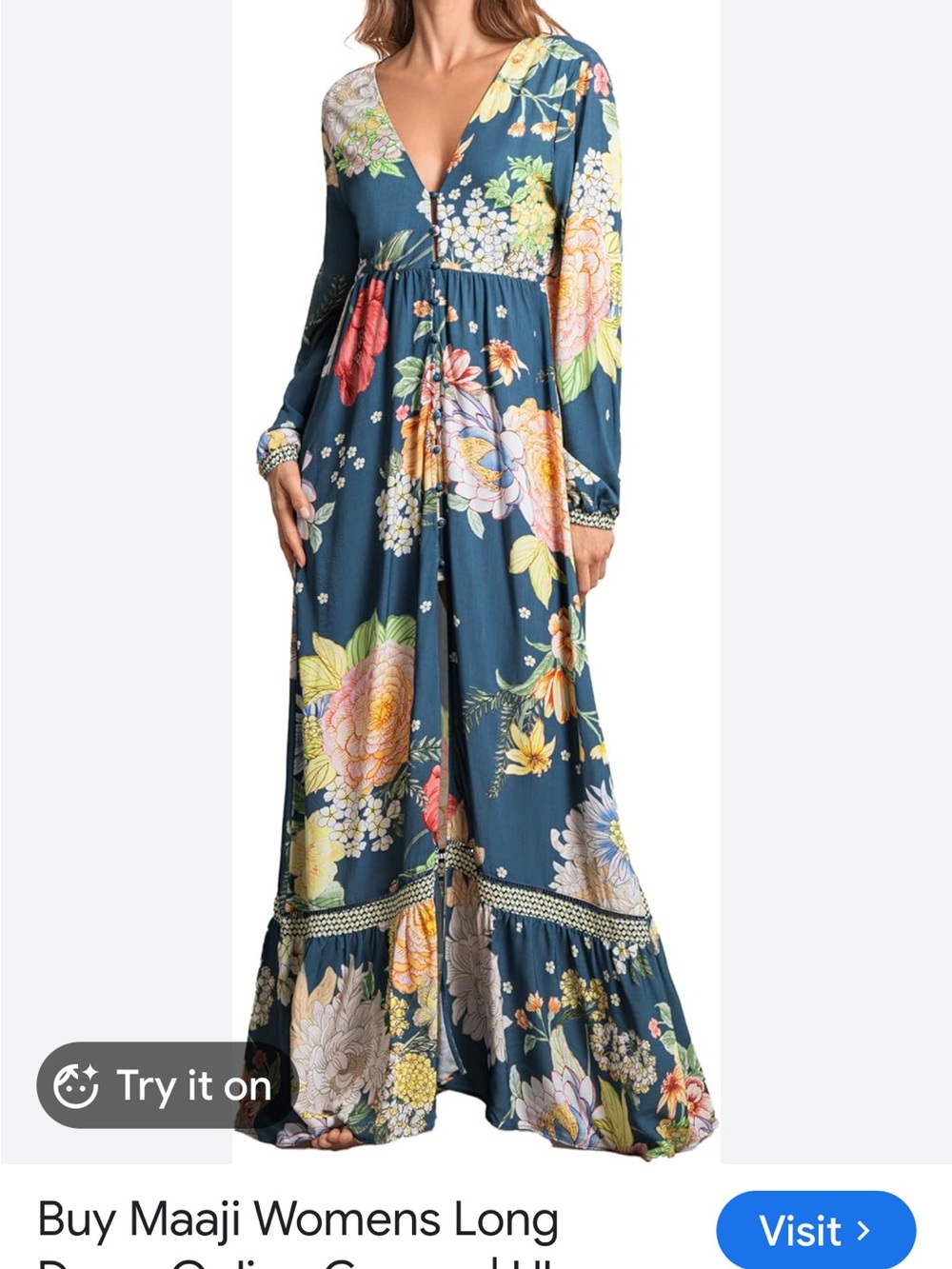 Maaji Teal Floral Maxi Dress
